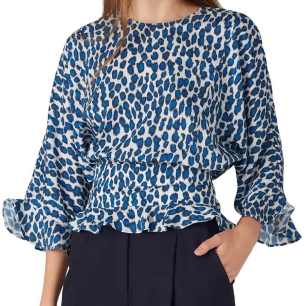 Derek size 40 or medium leopard ruffle hem top